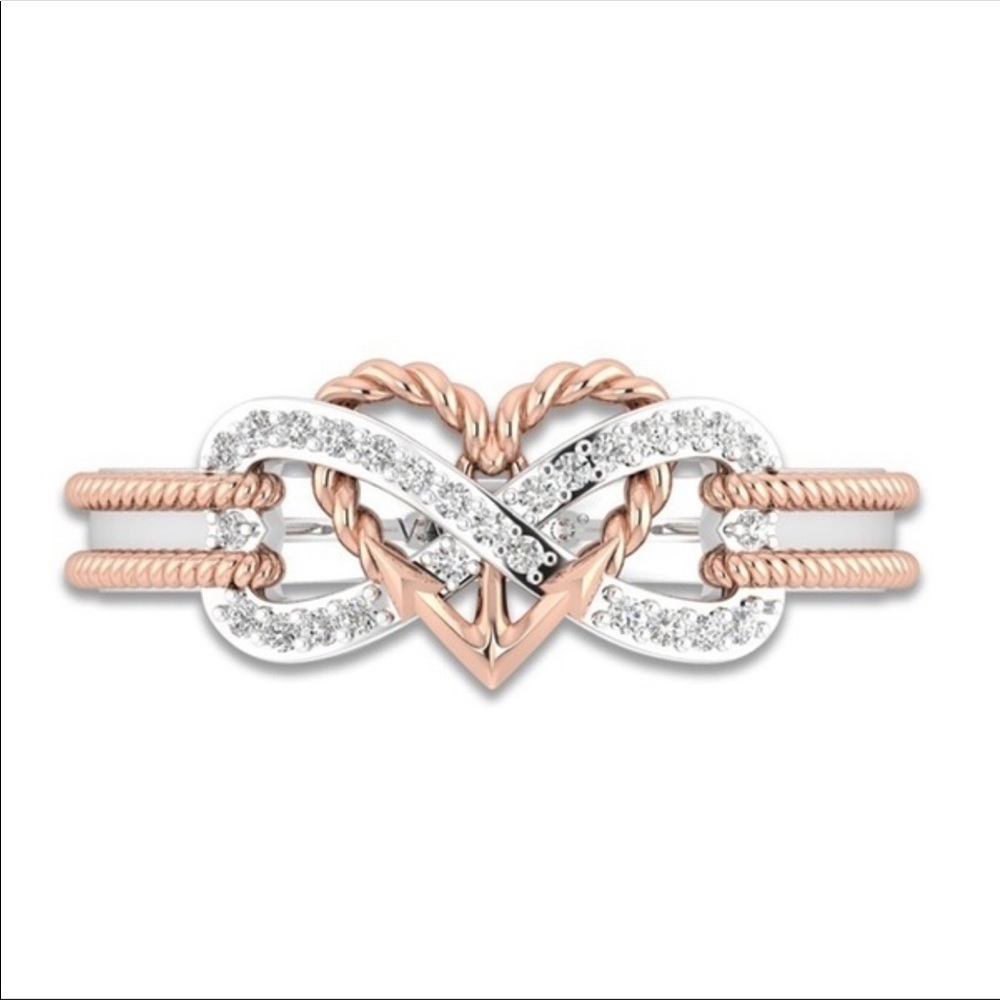 NWT White Saphire Heart and Infinity Ring - Picture 2 of 5